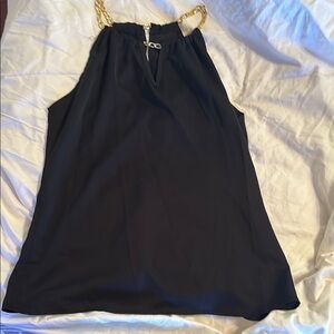 Black Sleeveless Tank Top with Gold Straps